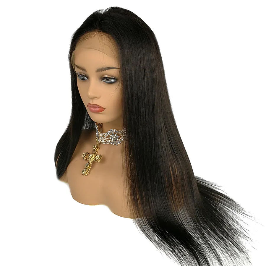 Silky Straight Lace Front Wig Brazilian Virgin Human Hair Full Lace Wig Pre Plucked Hairline With Baby Hair for Women 130% Density Bleached Knots