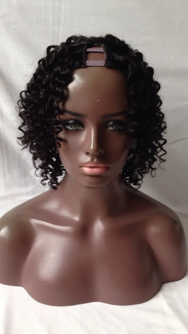 Short Curly Human Hair Wigs: Unprocessed Virgin Hair U Part  display picture 3