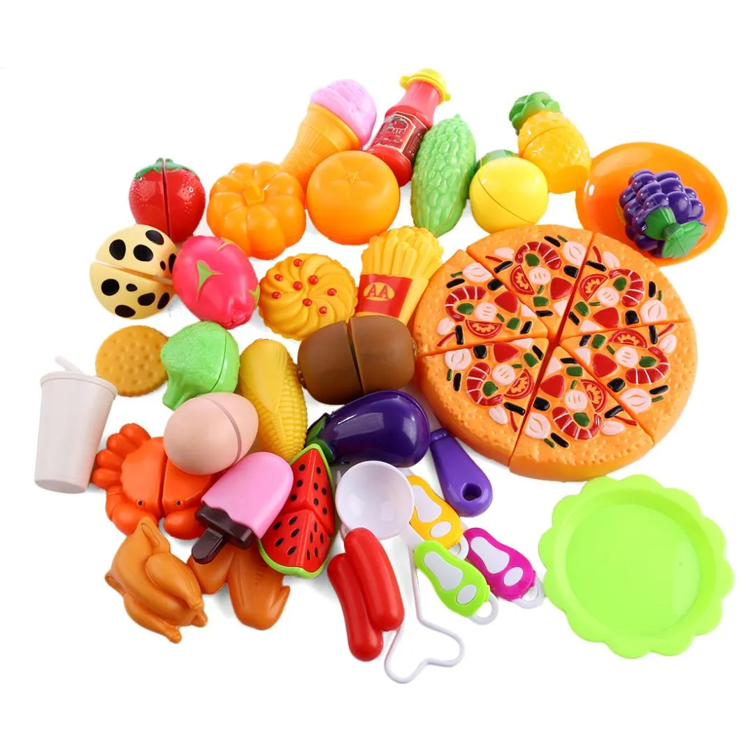 Pizza Playset with Watermelon, Icecream and Utensils - Kids