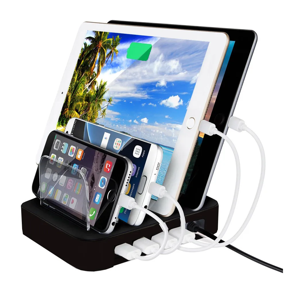 4 Multi Ports Universal Detachable USB Charging Station Stand Holder Desktop Charger for Mobile Phone Tablet EU US Plug2969306