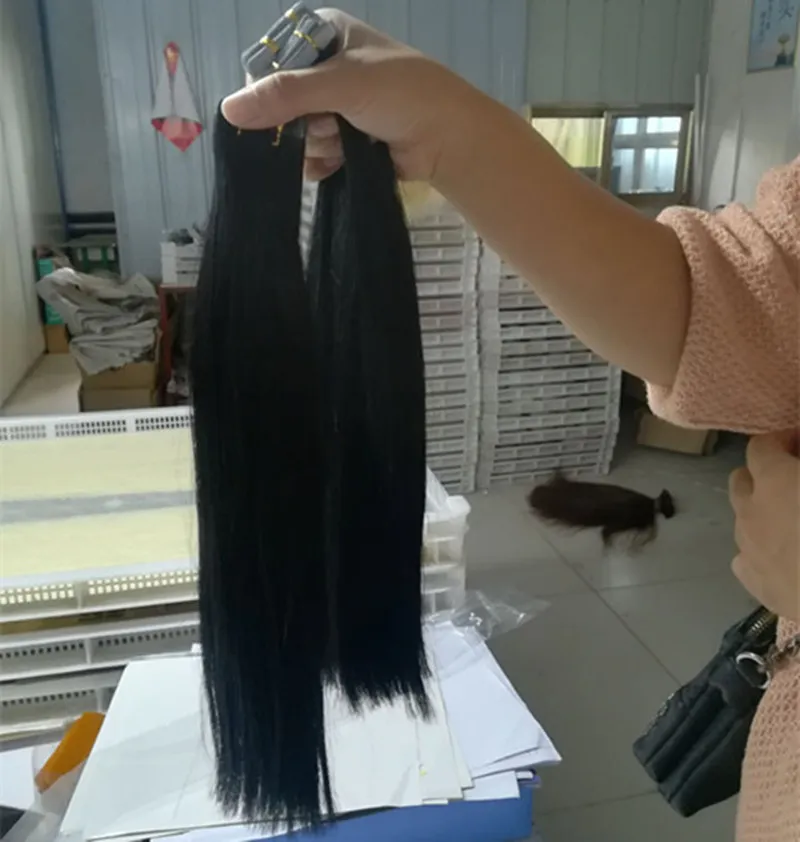 Nastro di trama della pelle con colla remy 200g 80 pezzi fondo spesso per capelli elibess in 100 estensioni dei capelli umani peruviani all'ingrosso bel dritto naturale