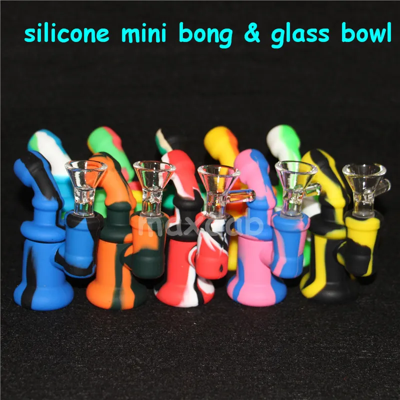 smoking pipe Mini bubbler bong Silicone Nectar kits domeless ti Nail nector oil rigs glass bongs DHL