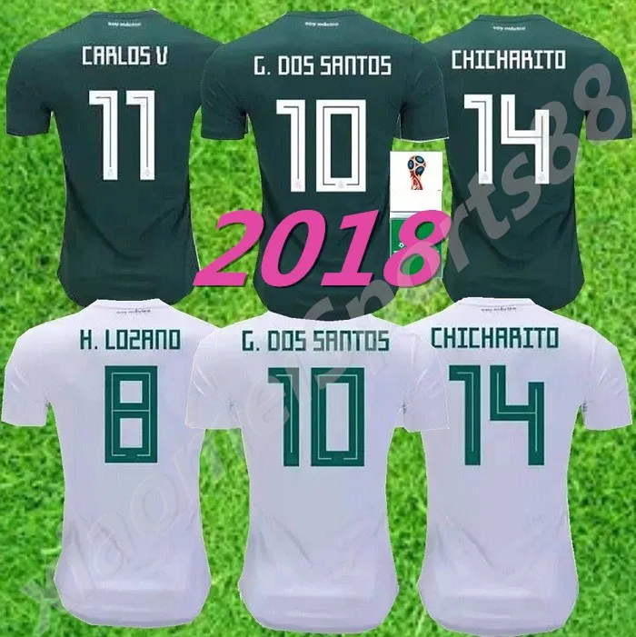 2018 월드컵 멕시코 축구 유니폼 홈 멀리 17 18 그린 chicharito camisetas de futbol hernandez g dos santos 축구 셔츠