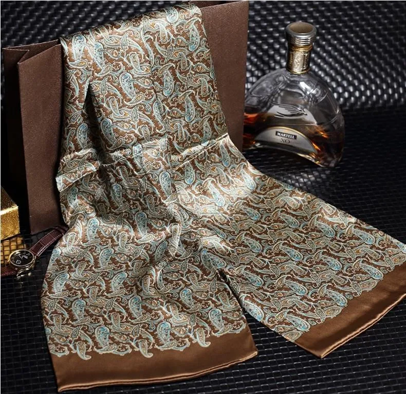 New Vintage 100% seta uomo cravatta sciarpa moda paisley check fiori modello stampa 2 strati punto fazzoletti in raso di seta pura i # 4055