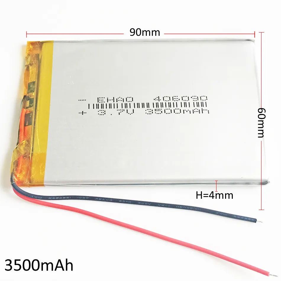 EHAO 406090 3.7V 3500MAH Lithium Polymer Li-Po Uppladdningsbart Batteri för DVD-pad Mobiltelefon GPS Power Bank Camera E-Books Recoder TV Box