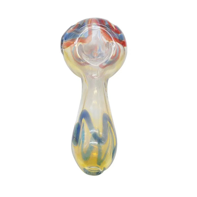 Thick Heady Glass Spoon Pipes 10CM Fumed Pyrex Colorful Spoon Smoking Accessories Oil Tobacco Pip for Smoking