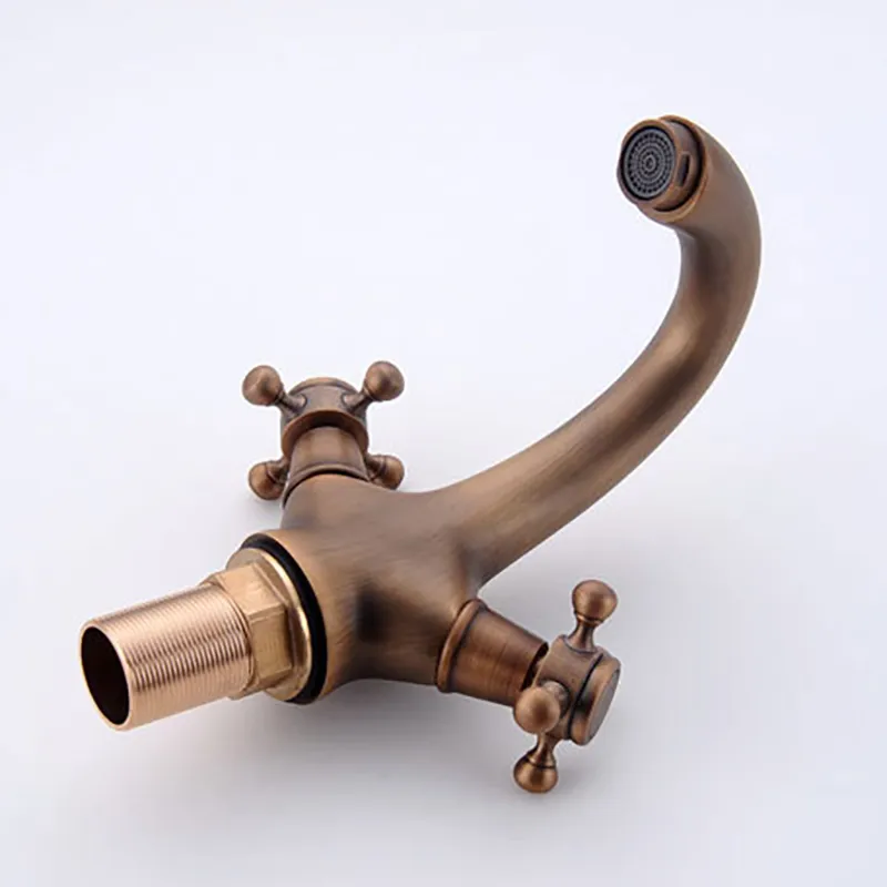 Luxury Vintage Retro Antique Brass Single Dual Handle Bathroom Sink Faucet Lavatory Faucet Basin Sink Faucet Contemporary