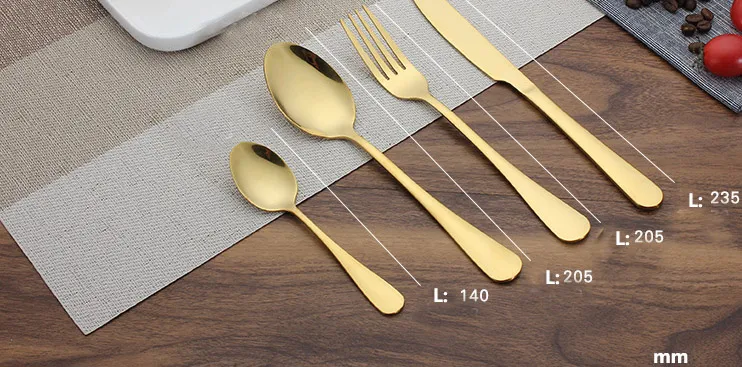 Roestvrijstalen gouden streepwaren sets lepel vork mes thee lepel servies set keuken bar gebruiksvoorwerp keuken benodigdheden gratis DHL WX9-377