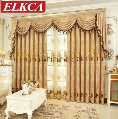 Europeisk broderad Chenille gardiner för vardagsrum Lyx tulle gardiner för sovrummet kinesiska fönster gardinbehandling gardiner