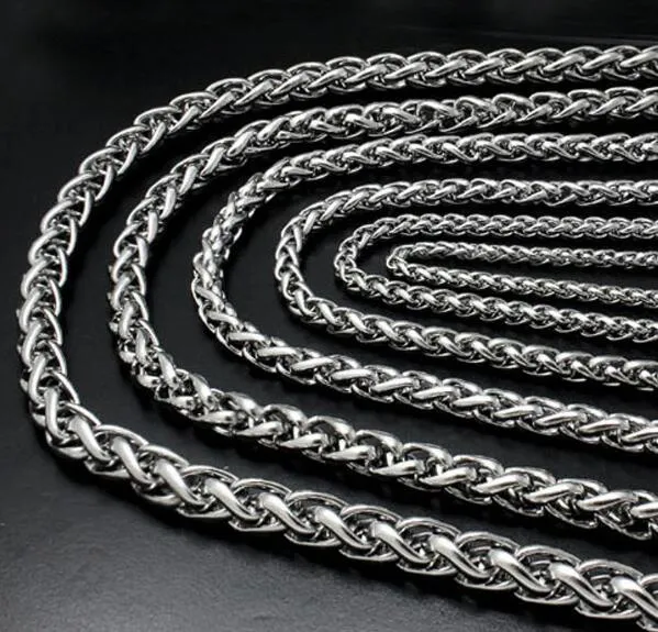 in loser Schüttung 10 Meter Schmuckherstellung Erkenntnisse Edelstahl Weizengeflecht Kette 3mm 4mm 5mm 6mm Silber Weizen Spiga Seil Kette DIY Schmuck herstellen