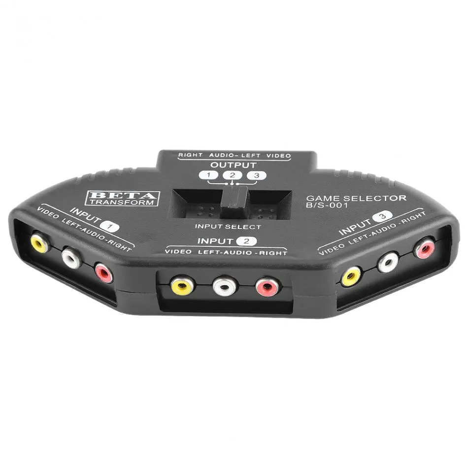 Freeshipping 3 W 1 OUT Sygnał wideo AV RCA Przełącznik Selector Selector Box Converter Splitter dla projektorów DVD VCD VCR