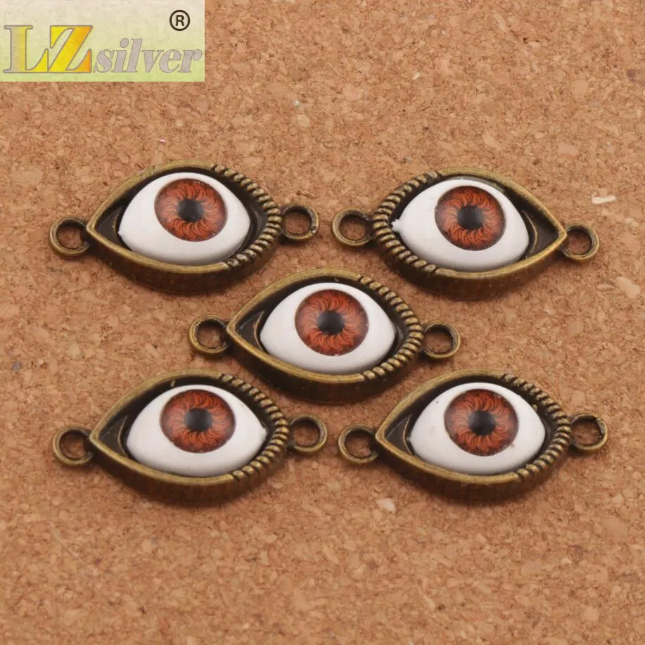 Liga Mal Eye Hamsa Conector Encantador Loose Beads 60 pçs / lote 5 Cores Antiguidade Prata / Bronze para Pulseira de Amizade L1662
