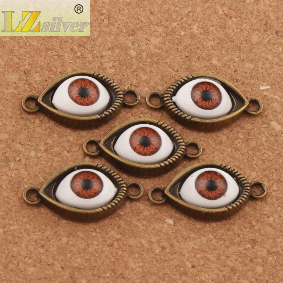 Lega Evil Eye Hamsa Connettore Branelli Allentati di Fascino 60 pz/lotto i Argento Antico/Bronzo Il Braccialetto di Amicizia L1662