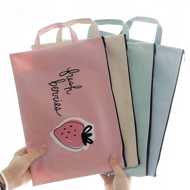 Oxford Cloth A4/A5 File Folder With Zipper, Clear Plastic Document Bag ...