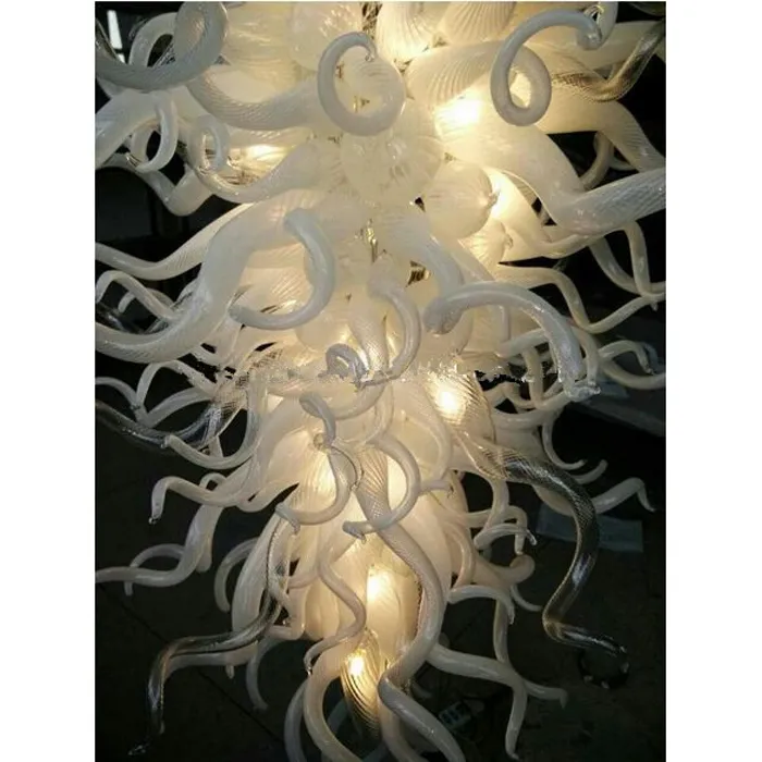 Murano Pure White Fancy Lamps Crystal Chandelier Light Design by Italian Glass Art Lighting for House Decoration