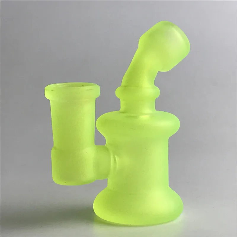 14mm Female Mini Glass Bong Hand Water Pipes with 3.2 inch Light Shine Glow in the Dark Glass Recycler Breaker Bongs Smoking