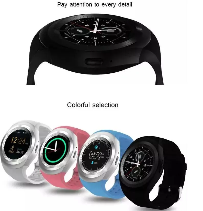 Y1 Smart Watch Runde Sharp Unterstützung Nano SIM mit WhatsApp Facebook Business Smartwatch Push Nachricht für IOS Android Phone Kostenloser Versand 2018