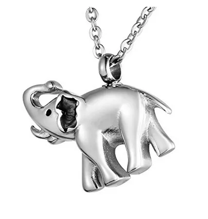 Wholesale custom stainless steel simple elephant urn necklace can open perfume bottle funeral cremation ashes jewelry pendant