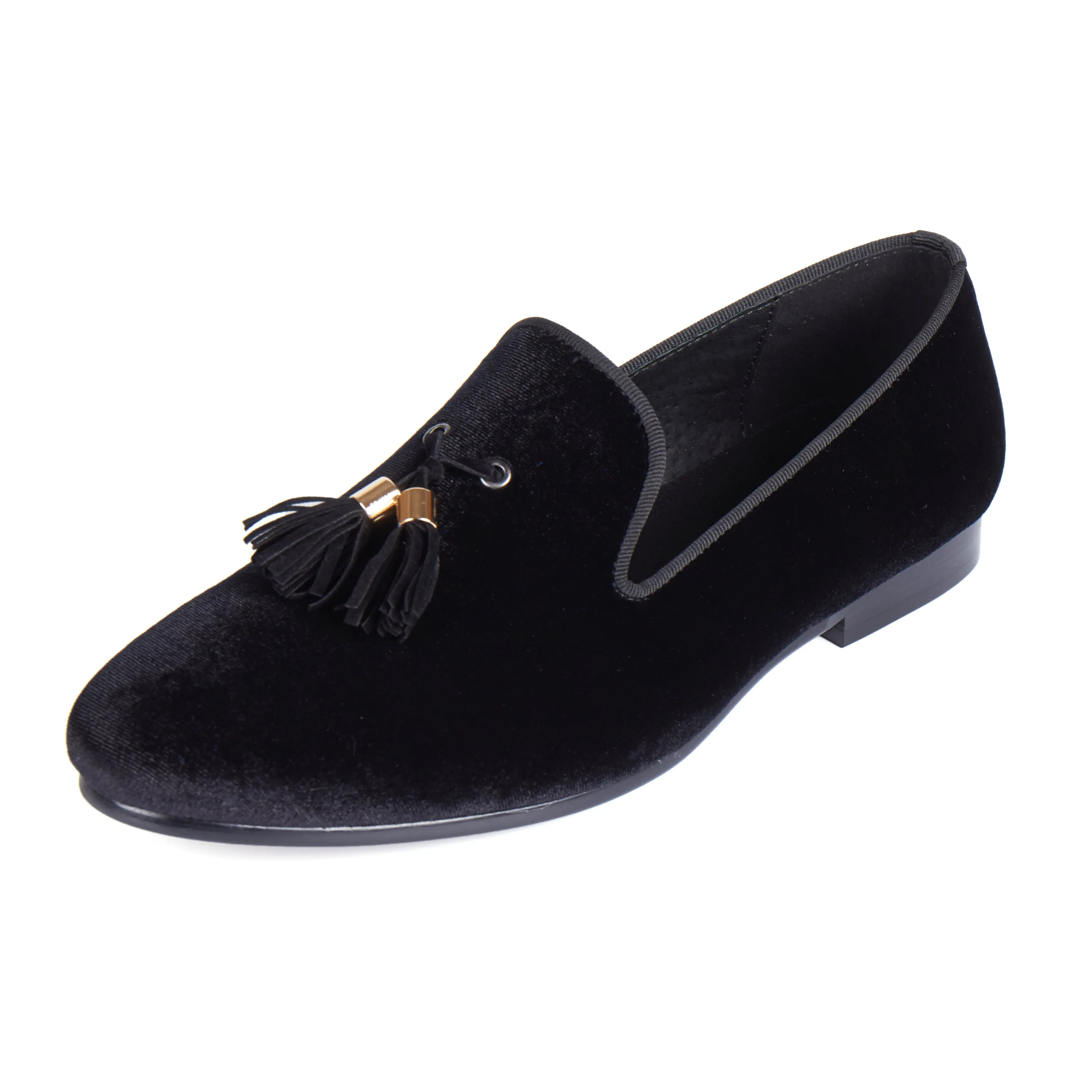 Harpelunde Europese schoenen Heren Tassel Jurk schoenen Custom Black Velvet Loafers Lederen voering Rode bodemschoenen