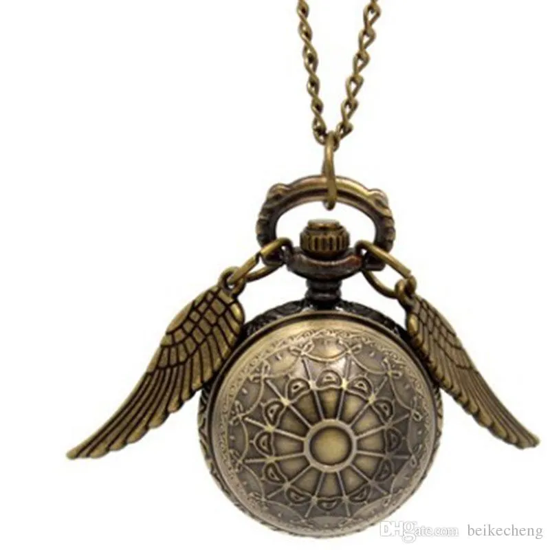 Bronzen Pocket Watch Antieke Brons Wing Ball Hanger Ketting Ketting Mode-sieraden