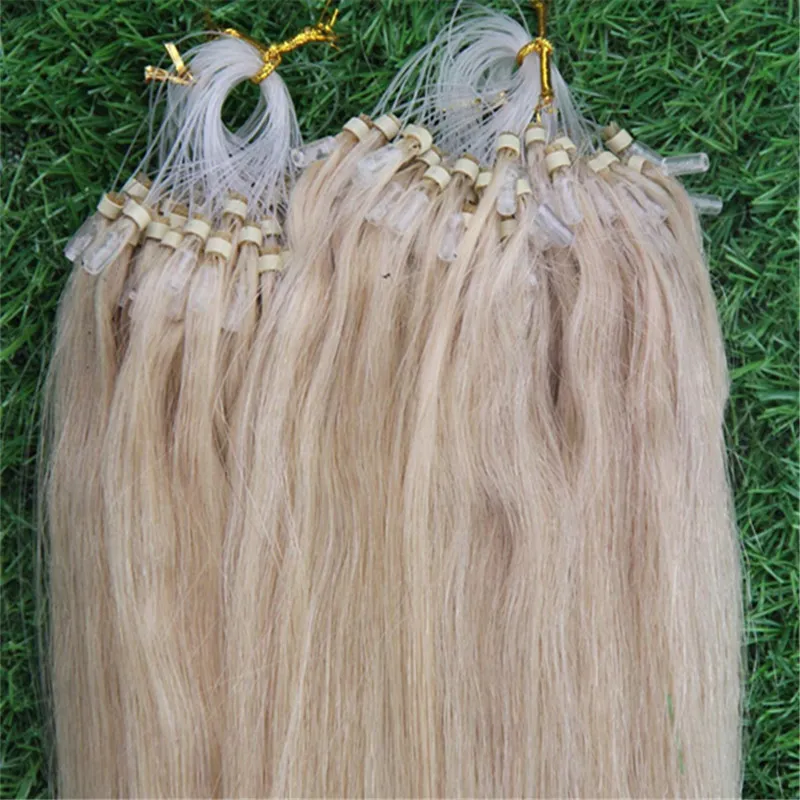 613 Blond Micro Loop Human Hair Extensions 100G 7a 100 Remy Hair Fair Micro Pead przedłużenie 7794040