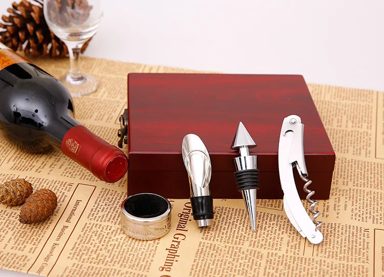 Holy 4-in-1 Wine Opener Set – Corkscrew, Foil Cutter, Pourer, Stopper In Gift Box