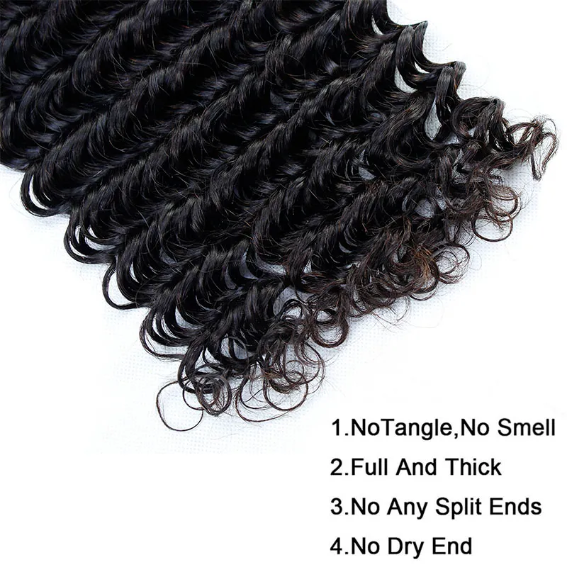 Deep Wave Brasilian Human Hair Weaves 100% Obehandlat Human Hair Extensions Brasilianska Virgin Hair 3 Bundles Partihandel Pris