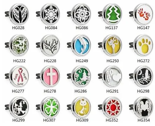 1pcs Ribbon Cross Clover Angel Wing 30mm Alloy Car Diffuser Locket Vent Clip Arom Perfym Magnetisk Locket med 10p Gratis oljekuddar HG277-354