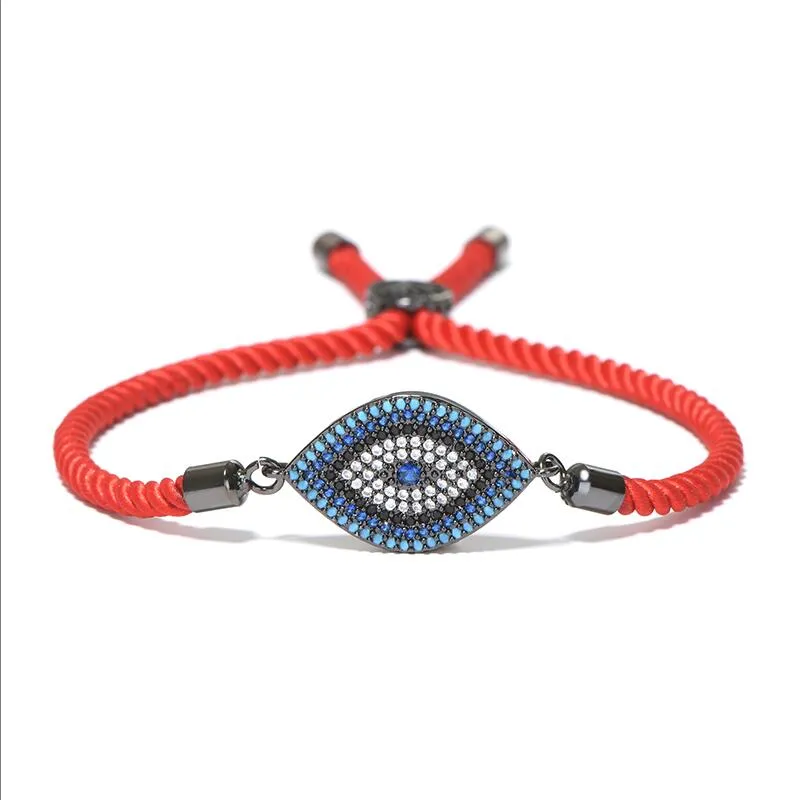 Bracelet à la mode en Micro cristal mauvais œil, breloque en fil rouge, chaîne en corde tressée, Bracelet ethnique réglable pour femmes, bijoux porte-bonheur en turquie, cadeau