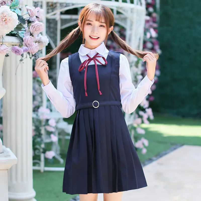 Kobiety Anime Kostium Wiosna Japoński Student Student Uniform Naval College Styl Sailor Dress Suign Japanese Korea Dziewczyny Cosplay Uniform Sets