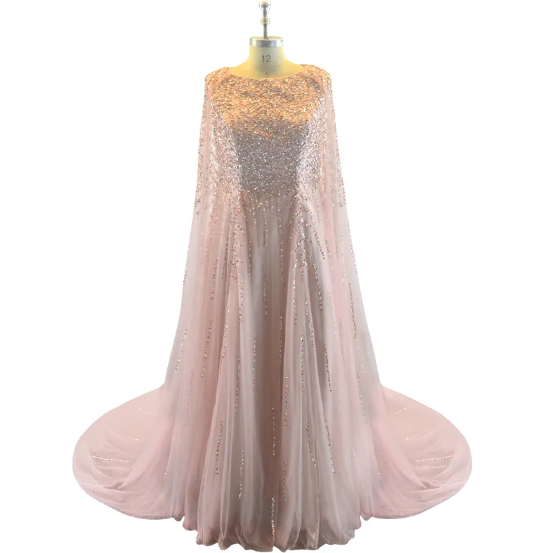 Elegant Formal Evening Dresses Tulle Cape Ruffles Real Photo Show Long Sheer Prom Party Gowns Evening Wear Dress