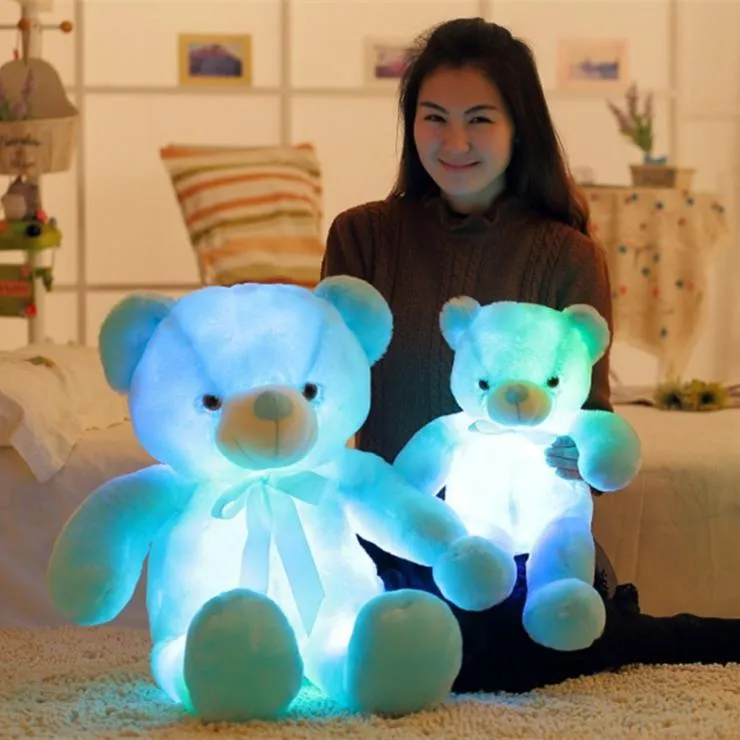 30 cm 50 cm färgglada glödande nallebjörn lysande plyschleksaker kawaii lyser upp LED -fylld docka barn jul