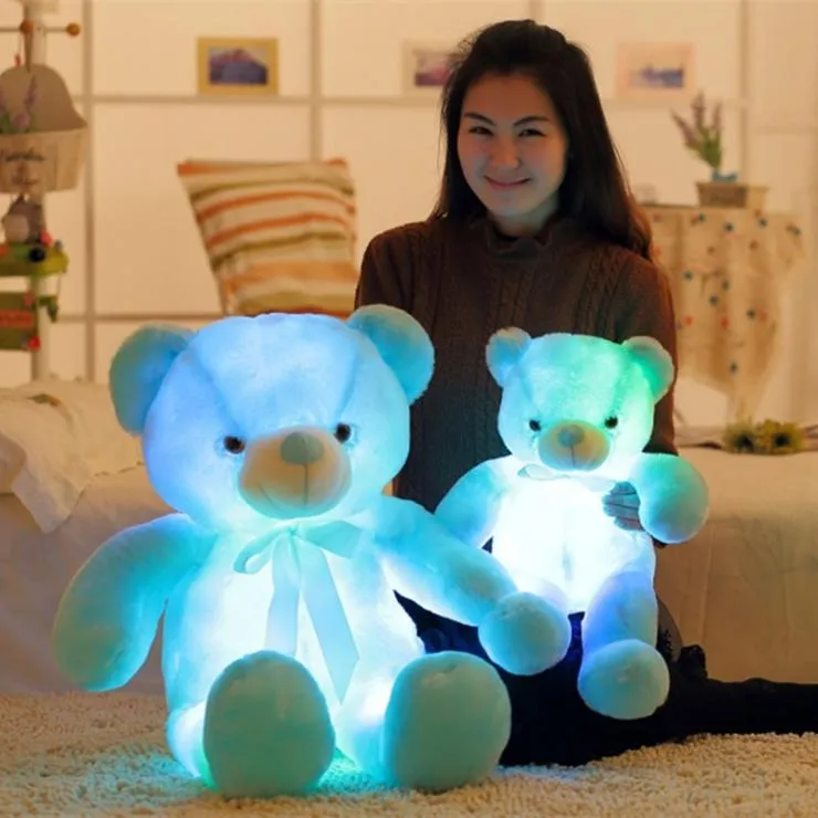 30 سم 50 سم ملونة توهج دمية دب مضيئة أفخم ألعاب Kawaii Light Up LED محشو دمية عيد الميلاد