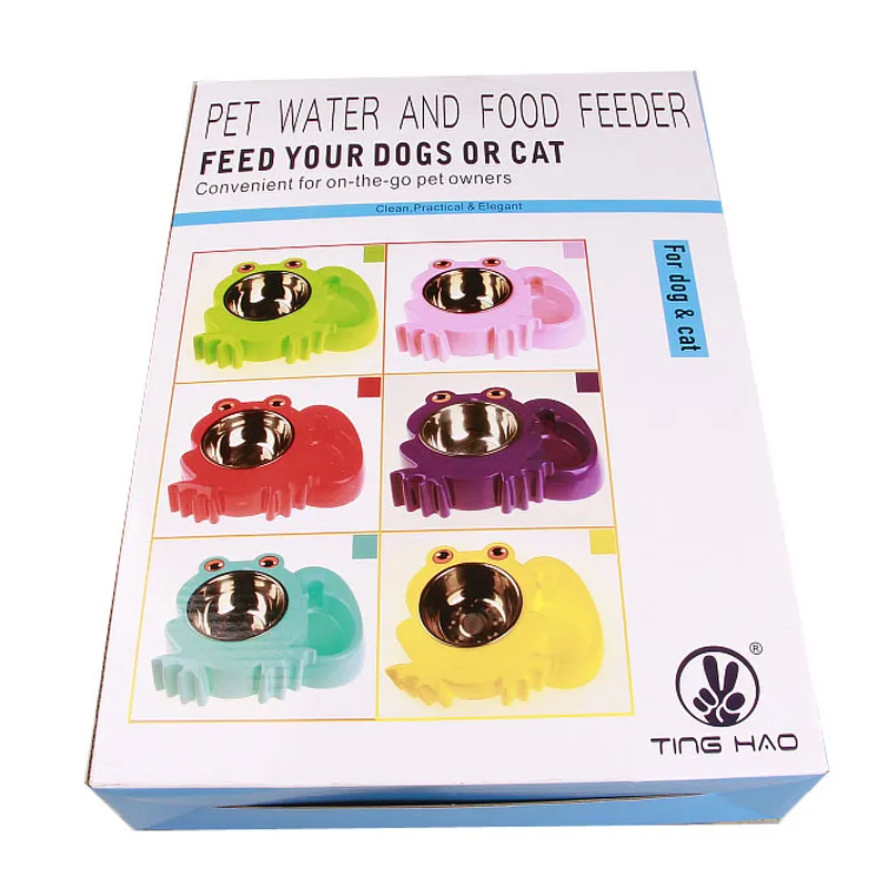 Protable Functional Stainless Steel pet water and food feeder pet automatic water bowl With Paper Retail package