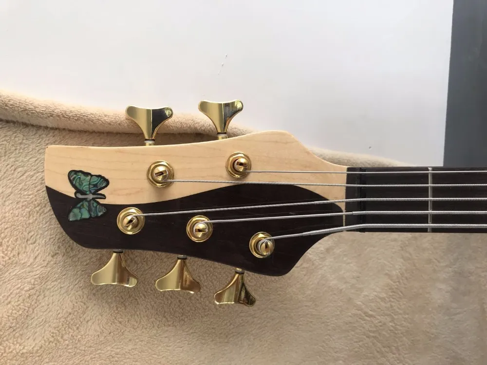 Guldhårdvara för Yin Yang Natural 5 Strings Electric Bass, Gold Tailpiece, Gold Tuners