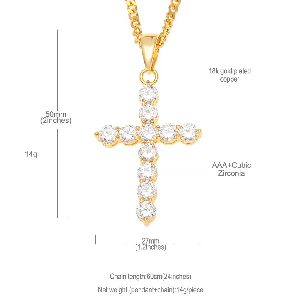 Nouveau Hip Hop argent plaqué collier bijoux femmes mariage mode croix CZ cubique Zircon pierre pendentif collier