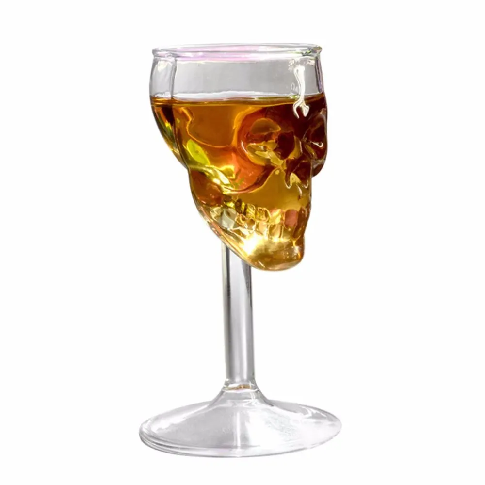 Skull shape whiskey glass cup hand made glass skull whisky cup for sale red Wine Bone Cocktail Vodka