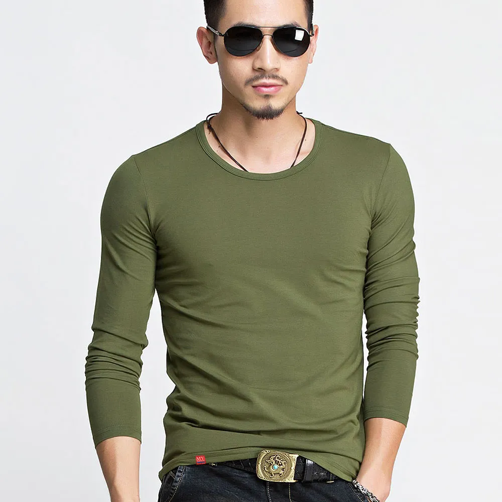 Cotton Shirt Brand 2017 Fashion Men's Label Ing Design Tops & Tees T Shirts Men Long Sleeve Slim Tshirt Homme XXXXXL