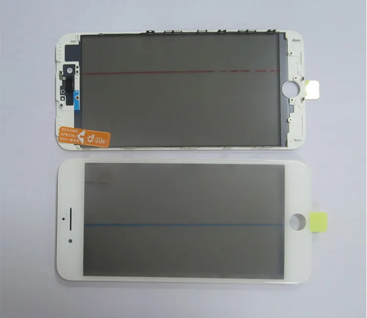 Oryginalny 4 w 1 LCD Szkło panelowe z ramką bezelową + OCA + Film Polarizer Cold Press Montaż dla iPhone 7Plus