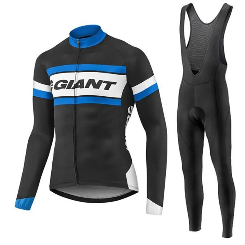 GIANT Team Cycling Long Sleeves Jersey Bib Pants Sets Men Thin