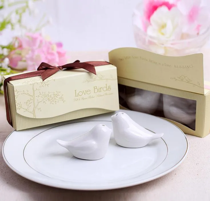200Pcs Free Shipping Ceramics Love Bird Salt And Pepper Shaker Wedding Gifts For Guests articulos de fiesta Wedding Souvenirs SN081