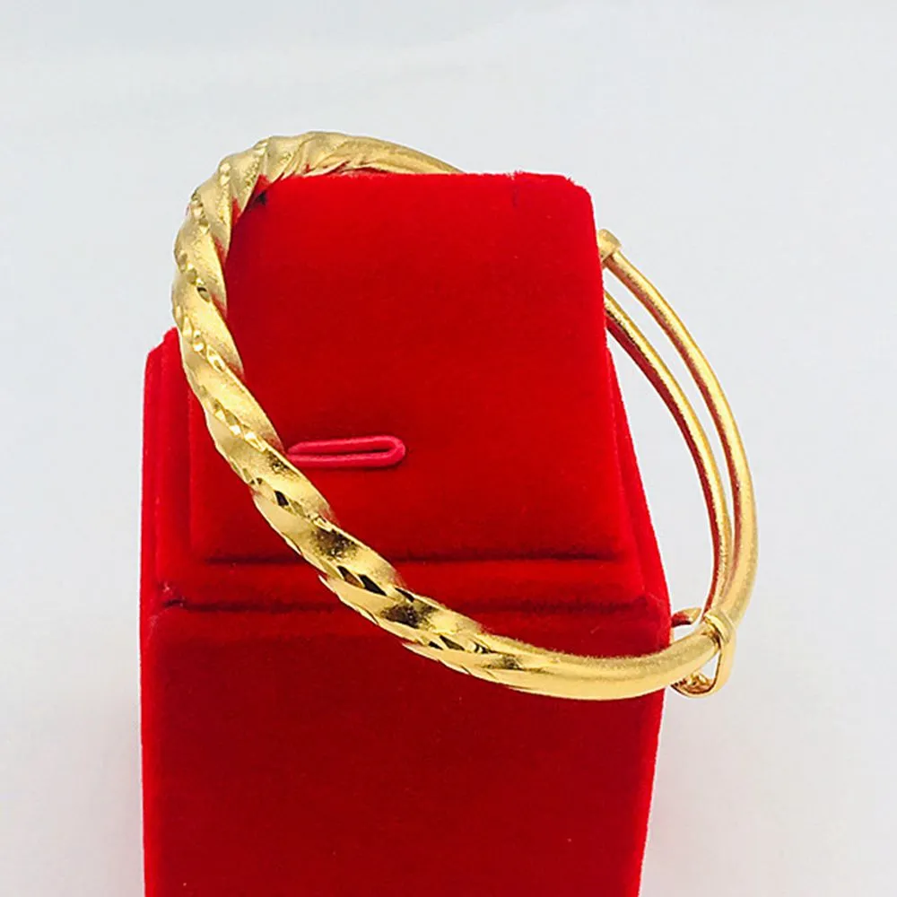 Twisted Wire Bangle Bracelet: 18k Gold Filled Adjustable Bangle