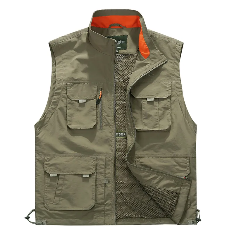 Casual Vest Män Andas Midja Sommar Höst Ärmlös Men Vest Multipockets Jacka Fashion Colete Masculino