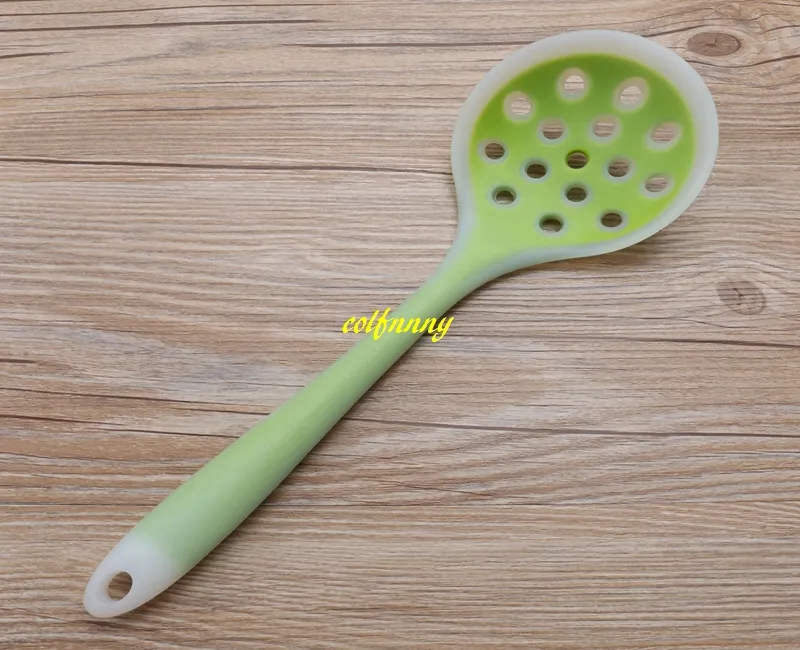 28.5*9cm Food Filter Silicone Spoon Oil Strainer Long Handle Hanging Cooking Hot Pot Soup Ladle Kitchen Tool