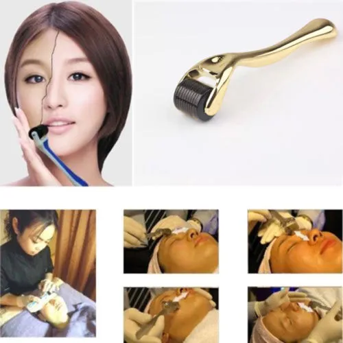 GOLD DRS 540 Micro Needles Derma Roller Titanium Mezoroller Microneedle Machine för hudvårdskrin