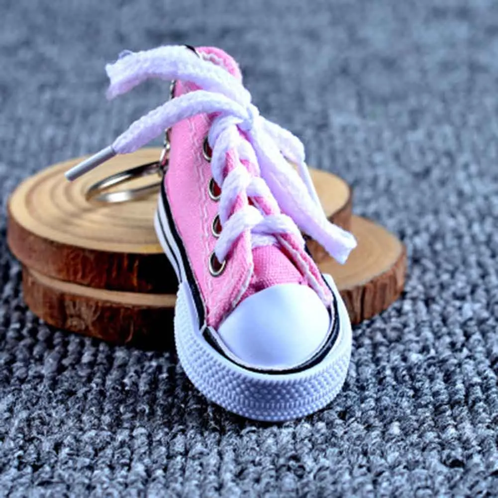 Moda lindas zapatillas deportivas llavero mini 3d zapatillas de lienzo de zapatillas de llavero
