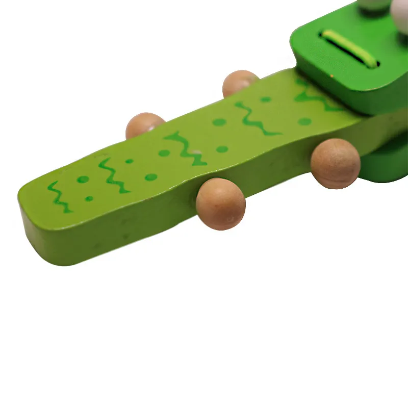 Wooden Cartoon Orff Percussion Instruments Green Crocodile Handle castanets knock musical toy for Children Gift Baby Wood Music Toys
