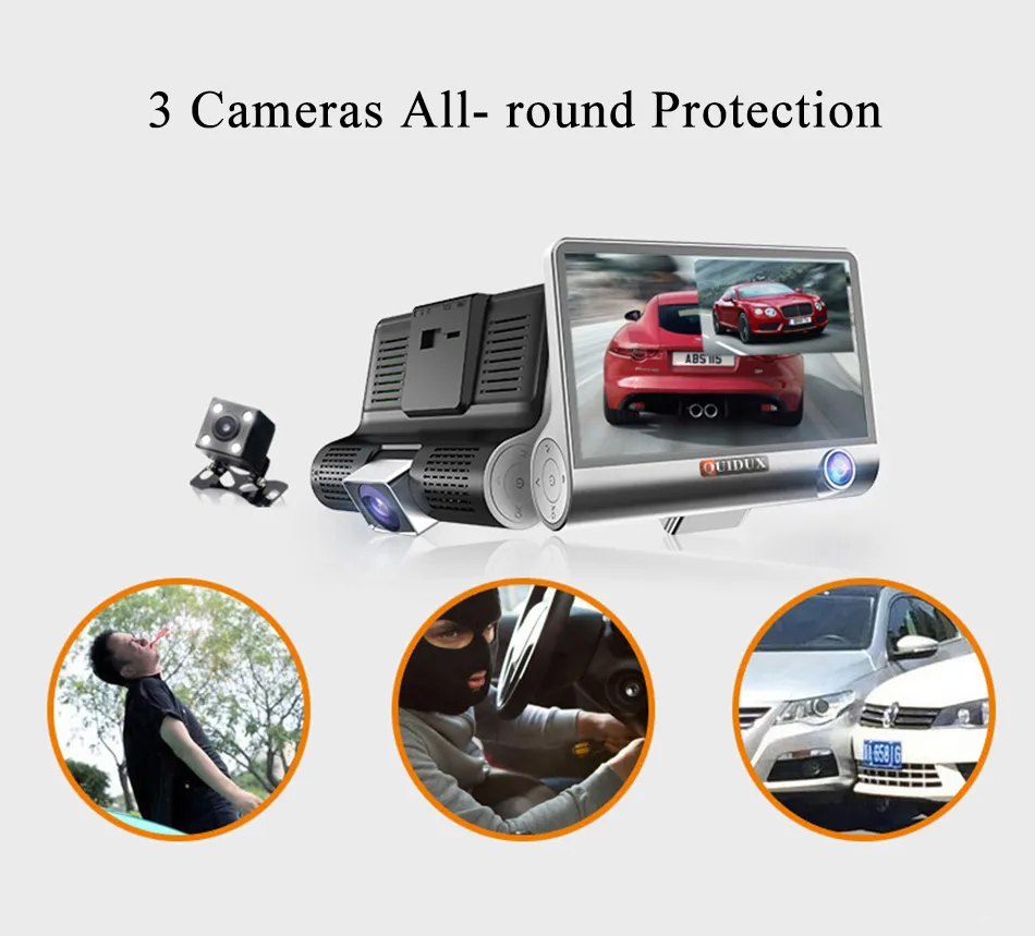 Dashcam Voiture - Caméra pour Voiture Quadruple Objectif avec Vision N