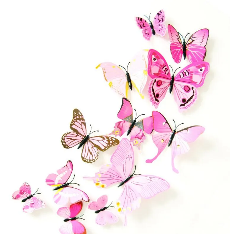 PVC Butterfly Decals 3D Muurstickers Home Decor Poster voor Kinderkamers Lijm Aan Wanddecoratie AdeSivo de Parede GA93