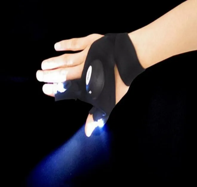 Gants d'appât de pêche de nuit avec lampe, gants lumineux à led, gants de sport clignotants, gants de cyclisme, réparation de lampe à main